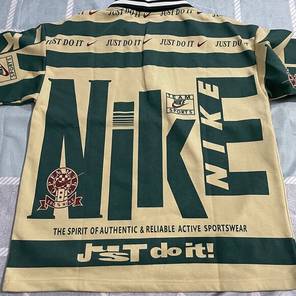 Nike Green Cream Colorblock Polo Shirt - Picture 6 of 8